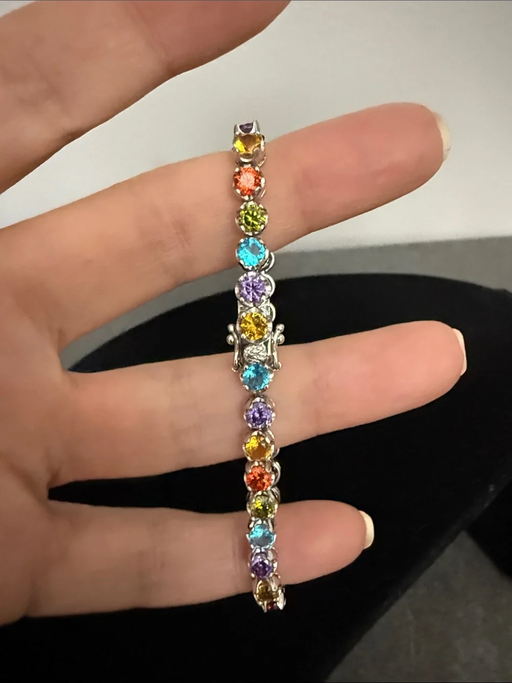 Multicolor Crystal Tennis Bracelet - Women's Fashion Jewelry